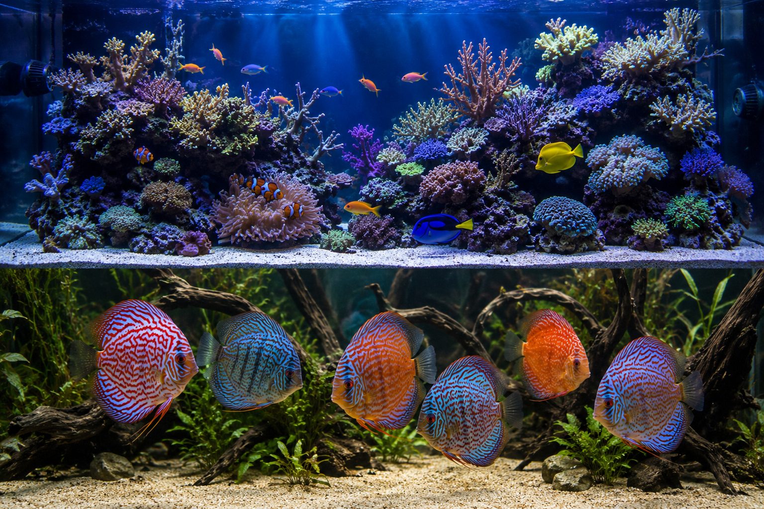 Aquário marinho reef de alto padrão